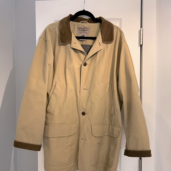 L. L. Bean Original Field Coat, men’s size large, saddle, brown corduroy collar. - Picture 2 of 12